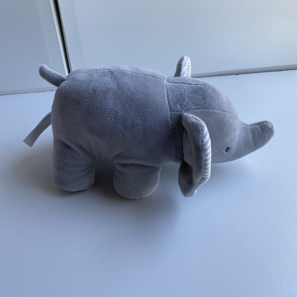Carters Just One You Gray Windup Musical Elephant Plush Crib Toy Rock-A-Bye Baby